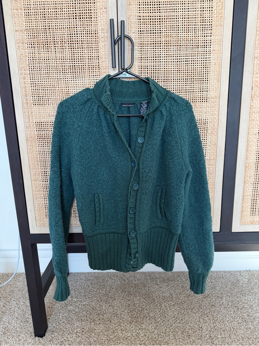 Moda International Dark Green Button-Up Cardigan Sweater